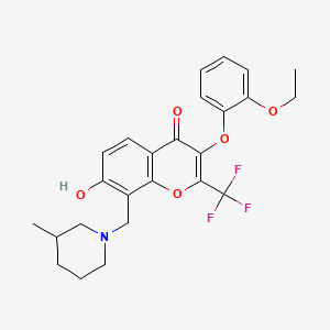 molecular formula C25H26F3NO5 B7836657 3-(2-Ethoxyphenoxy)-7-hydroxy-8-[(3-methylpiperidin-1-yl)methyl]-2-(trifluoromethyl)chromen-4-one 