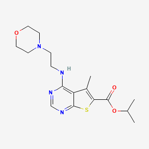 molecular formula C17H24N4O3S B7836679 Propan-2-yl 5-methyl-4-(2-morpholin-4-ylethylamino)thieno[2,3-d]pyrimidine-6-carboxylate 