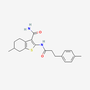 molecular formula C20H24N2O2S B7836687 6-Methyl-2-[3-(4-methylphenyl)propanoylamino]-4,5,6,7-tetrahydro-1-benzothiophene-3-carboxamide 