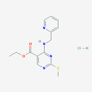 Ethyl 2-methylsulfanyl-4-(pyridin-2-ylmethylamino)pyrimidine-5-carboxylate;hydrochloride