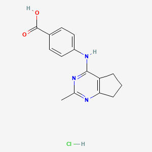 molecular formula C15H16ClN3O2 B7836718 4-[(2-methyl-6,7-dihydro-5H-cyclopenta[d]pyrimidin-4-yl)amino]benzoic acid;hydrochloride 