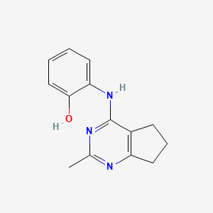 molecular formula C14H15N3O B7836723 2-[(2-methyl-6,7-dihydro-5H-cyclopenta[d]pyrimidin-4-yl)amino]phenol 