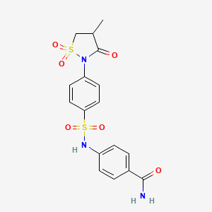 molecular formula C17H17N3O6S2 B7836743 4-({[4-(4-Methyl-1,1-dioxido-3-oxoisothiazolidin-2-yl)phenyl]sulfonyl}amino)benzamide 