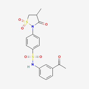 molecular formula C18H18N2O6S2 B7836746 N-(3-acetylphenyl)-4-(4-methyl-1,1-dioxido-3-oxoisothiazolidin-2-yl)benzenesulfonamide 