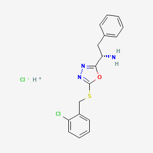 molecular formula C17H17Cl2N3OS B7836766 (1S)-1-[5-[(2-chlorophenyl)methylsulfanyl]-1,3,4-oxadiazol-2-yl]-2-phenylethanamine;hydron;chloride 