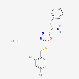 molecular formula C17H16Cl3N3OS B7836775 (1S)-1-[5-[(2,4-dichlorophenyl)methylsulfanyl]-1,3,4-oxadiazol-2-yl]-2-phenylethanamine;hydrochloride 