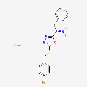 molecular formula C17H17BrClN3OS B7836776 (1S)-1-[5-[(4-bromophenyl)methylsulfanyl]-1,3,4-oxadiazol-2-yl]-2-phenylethanamine;hydrochloride 