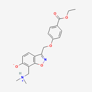 molecular formula C20H22N2O5 B7836793 7-[(Dimethylazaniumyl)methyl]-3-[(4-ethoxycarbonylphenoxy)methyl]-1,2-benzoxazol-6-olate 
