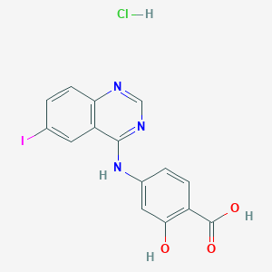molecular formula C15H11ClIN3O3 B7836826 2-Hydroxy-4-[(6-iodoquinazolin-4-yl)amino]benzoic acid;hydrochloride 