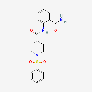 molecular formula C19H21N3O4S B7836835 1-(benzenesulfonyl)-N-(2-carbamoylphenyl)piperidine-4-carboxamide 