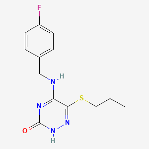 molecular formula C13H15FN4OS B7836864 5-[(4-fluorophenyl)methylamino]-6-propylsulfanyl-2H-1,2,4-triazin-3-one 