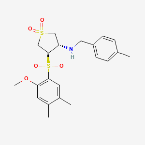 molecular formula C21H27NO5S2 B7837118 (3S,4R)-4-(2-methoxy-4,5-dimethylphenyl)sulfonyl-N-[(4-methylphenyl)methyl]-1,1-dioxothiolan-3-amine 