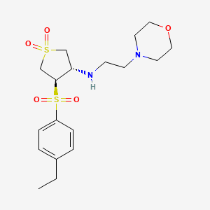 molecular formula C18H28N2O5S2 B7837327 (3S,4R)-4-[(4-ethylphenyl)sulfonyl]-N-[2-(morpholin-4-yl)ethyl]tetrahydrothiophen-3-amine 1,1-dioxide 