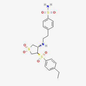 molecular formula C20H26N2O6S3 B7837339 4-[2-({(3S,4R)-4-[(4-ethylphenyl)sulfonyl]-1,1-dioxidotetrahydrothiophen-3-yl}amino)ethyl]benzenesulfonamide 