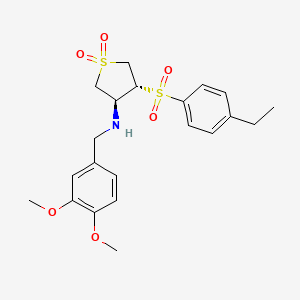 molecular formula C21H27NO6S2 B7837340 (3S,4R)-N-(3,4-dimethoxybenzyl)-4-[(4-ethylphenyl)sulfonyl]tetrahydrothiophen-3-amine 1,1-dioxide 