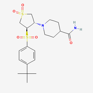 molecular formula C20H30N2O5S2 B7837361 1-{(3S,4R)-4-[(4-tert-butylphenyl)sulfonyl]-1,1-dioxidotetrahydrothiophen-3-yl}piperidine-4-carboxamide 