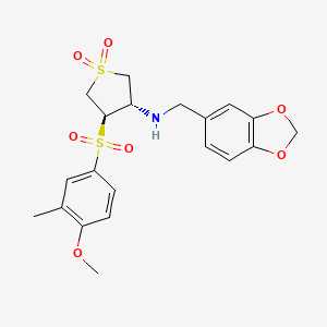 molecular formula C20H23NO7S2 B7837482 (3S,4R)-N-(1,3-benzodioxol-5-ylmethyl)-4-[(4-methoxy-3-methylphenyl)sulfonyl]tetrahydrothiophen-3-amine 1,1-dioxide 