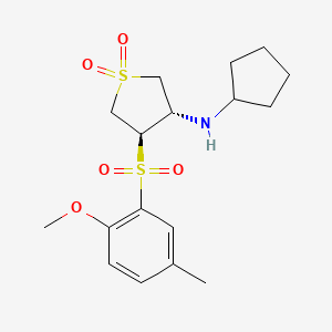 molecular formula C17H25NO5S2 B7837487 (3S,4R)-N-cyclopentyl-4-[(2-methoxy-5-methylphenyl)sulfonyl]tetrahydrothiophen-3-amine 1,1-dioxide 