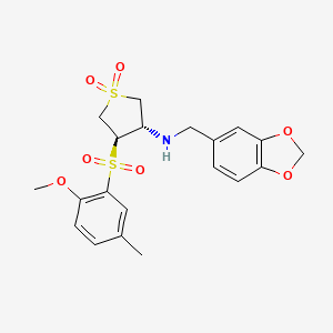 molecular formula C20H23NO7S2 B7837493 (3S,4R)-N-(1,3-benzodioxol-5-ylmethyl)-4-[(2-methoxy-5-methylphenyl)sulfonyl]tetrahydrothiophen-3-amine 1,1-dioxide 