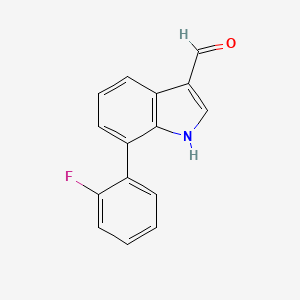 molecular formula C15H10FNO B7837833 7-(2-fluorophenyl)-1H-indole-3-carbaldehyde 