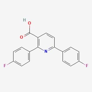 molecular formula C18H11F2NO2 B7838240 2,6-Bis(4-fluorophenyl)nicotinic acid 