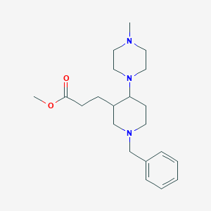 molecular formula C21H33N3O2 B7838365 Methyl 3-(1-benzyl-4-(4-methylpiperazin-1-yl)piperidin-3-yl)propanoate 