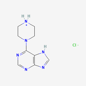 molecular formula C9H13ClN6 B7838644 6-piperazin-4-ium-1-yl-7H-purine;chloride 