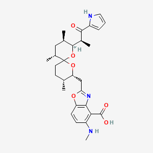 molecular formula C29H37N3O6 B7839203 5-(甲基氨基)-2-[[(2S,3R,5R,8R,9R)-3,5,9-三甲基-2-[(2S)-1-氧代-1-(1H-吡咯-2-基)丙烷-2-基]-1,7-二氧杂螺[5.5]十一烷-8-基]甲基]-1,3-苯并恶唑-4-羧酸 