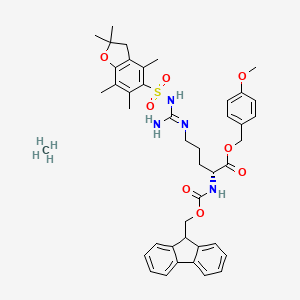 molecular formula C43H52N4O8S B7839350 methane;(4-methoxyphenyl)methyl (2R)-5-[[amino-[(2,2,4,6,7-pentamethyl-3H-1-benzofuran-5-yl)sulfonylamino]methylidene]amino]-2-(9H-fluoren-9-ylmethoxycarbonylamino)pentanoate 