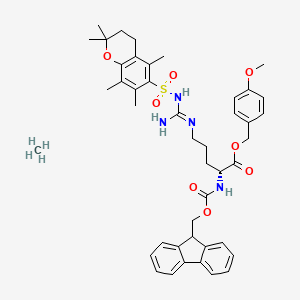 molecular formula C44H54N4O8S B7839358 methane;(4-methoxyphenyl)methyl (2R)-5-[[amino-[(2,2,5,7,8-pentamethyl-3,4-dihydrochromen-6-yl)sulfonylamino]methylidene]amino]-2-(9H-fluoren-9-ylmethoxycarbonylamino)pentanoate 