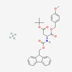 molecular formula C32H37NO7 B7839367 4-O-tert-butyl 1-O-[(4-methoxyphenyl)methyl] (2R)-2-(9H-fluoren-9-ylmethoxycarbonylamino)butanedioate;methane 