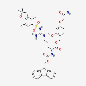 molecular formula C45H53N5O10S B7839390 [2-methoxy-4-[2-(methylamino)-2-oxoethoxy]phenyl]methyl (2R)-5-[[amino-[(2,2,4,6,7-pentamethyl-3H-1-benzofuran-5-yl)sulfonylamino]methylidene]amino]-2-(9H-fluoren-9-ylmethoxycarbonylamino)pentanoate 