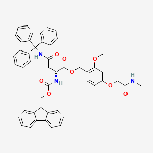 molecular formula C49H45N3O8 B7839400 [2-methoxy-4-[2-(methylamino)-2-oxoethoxy]phenyl]methyl (2R)-2-(9H-fluoren-9-ylmethoxycarbonylamino)-4-oxo-4-(tritylamino)butanoate 