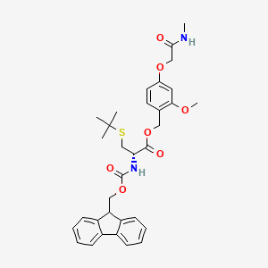 molecular formula C33H38N2O7S B7839418 [2-methoxy-4-[2-(methylamino)-2-oxoethoxy]phenyl]methyl (2S)-3-tert-butylsulfanyl-2-(9H-fluoren-9-ylmethoxycarbonylamino)propanoate 