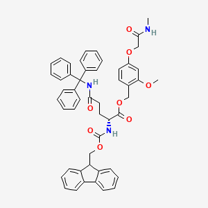 molecular formula C50H47N3O8 B7839424 [2-methoxy-4-[2-(methylamino)-2-oxoethoxy]phenyl]methyl (2R)-2-(9H-fluoren-9-ylmethoxycarbonylamino)-5-oxo-5-(tritylamino)pentanoate 