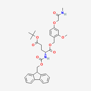 molecular formula C35H40N2O9 B7839429 5-O-tert-butyl 1-O-[[2-methoxy-4-[2-(methylamino)-2-oxoethoxy]phenyl]methyl] (2R)-2-(9H-fluoren-9-ylmethoxycarbonylamino)pentanedioate 