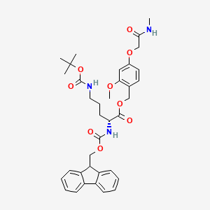 molecular formula C36H43N3O9 B7839462 [2-methoxy-4-[2-(methylamino)-2-oxoethoxy]phenyl]methyl (2R)-2-(9H-fluoren-9-ylmethoxycarbonylamino)-5-[(2-methylpropan-2-yl)oxycarbonylamino]pentanoate 