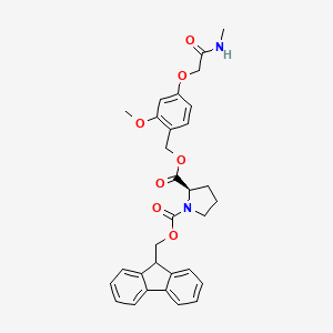 molecular formula C31H32N2O7 B7839467 1-O-(9H-fluoren-9-ylmethyl) 2-O-[[2-methoxy-4-[2-(methylamino)-2-oxoethoxy]phenyl]methyl] (2R)-pyrrolidine-1,2-dicarboxylate 