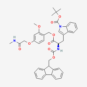 molecular formula C42H43N3O9 B7839491 tert-butyl 3-[(2R)-2-(9H-fluoren-9-ylmethoxycarbonylamino)-3-[[2-methoxy-4-[2-(methylamino)-2-oxoethoxy]phenyl]methoxy]-3-oxopropyl]indole-1-carboxylate 