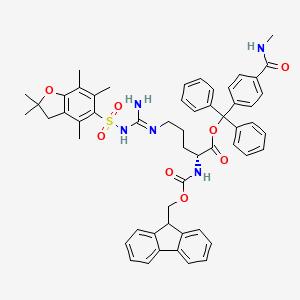 molecular formula C55H57N5O8S B7839498 [[4-(methylcarbamoyl)phenyl]-diphenylmethyl] (2R)-5-[[amino-[(2,2,4,6,7-pentamethyl-3H-1-benzofuran-5-yl)sulfonylamino]methylidene]amino]-2-(9H-fluoren-9-ylmethoxycarbonylamino)pentanoate 