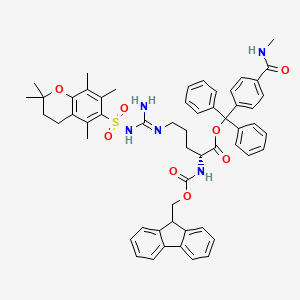 molecular formula C56H59N5O8S B7839502 [[4-(methylcarbamoyl)phenyl]-diphenylmethyl] (2R)-5-[[amino-[(2,2,5,7,8-pentamethyl-3,4-dihydrochromen-6-yl)sulfonylamino]methylidene]amino]-2-(9H-fluoren-9-ylmethoxycarbonylamino)pentanoate 