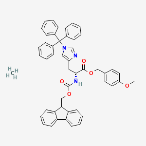 molecular formula C49H45N3O5 B7839566 methane;(4-methoxyphenyl)methyl (2R)-2-(9H-fluoren-9-ylmethoxycarbonylamino)-3-(1-tritylimidazol-4-yl)propanoate 