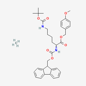 molecular formula C35H44N2O7 B7839585 methane;(4-methoxyphenyl)methyl (2R)-2-(9H-fluoren-9-ylmethoxycarbonylamino)-6-[(2-methylpropan-2-yl)oxycarbonylamino]hexanoate 