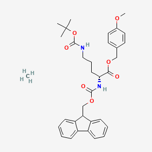 molecular formula C34H42N2O7 B7839593 methane;(4-methoxyphenyl)methyl (2R)-2-(9H-fluoren-9-ylmethoxycarbonylamino)-5-[(2-methylpropan-2-yl)oxycarbonylamino]pentanoate 