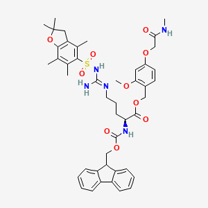 molecular formula C45H53N5O10S B7839629 [2-methoxy-4-[2-(methylamino)-2-oxoethoxy]phenyl]methyl (2S)-5-[[amino-[(2,2,4,6,7-pentamethyl-3H-1-benzofuran-5-yl)sulfonylamino]methylidene]amino]-2-(9H-fluoren-9-ylmethoxycarbonylamino)pentanoate 
