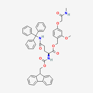 molecular formula C50H47N3O8 B7839662 [2-methoxy-4-[2-(methylamino)-2-oxoethoxy]phenyl]methyl (2S)-2-(9H-fluoren-9-ylmethoxycarbonylamino)-5-oxo-5-(tritylamino)pentanoate 