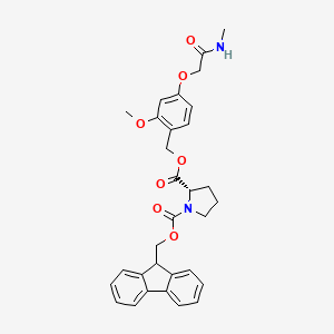 molecular formula C31H32N2O7 B7839712 1-O-(9H-fluoren-9-ylmethyl) 2-O-[[2-methoxy-4-[2-(methylamino)-2-oxoethoxy]phenyl]methyl] (2S)-pyrrolidine-1,2-dicarboxylate 