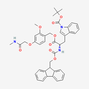molecular formula C42H43N3O9 B7839738 tert-butyl 3-[(2S)-2-(9H-fluoren-9-ylmethoxycarbonylamino)-3-[[2-methoxy-4-[2-(methylamino)-2-oxoethoxy]phenyl]methoxy]-3-oxopropyl]indole-1-carboxylate 