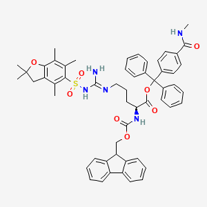 molecular formula C55H57N5O8S B7839744 [[4-(methylcarbamoyl)phenyl]-diphenylmethyl] (2S)-5-[[amino-[(2,2,4,6,7-pentamethyl-3H-1-benzofuran-5-yl)sulfonylamino]methylidene]amino]-2-(9H-fluoren-9-ylmethoxycarbonylamino)pentanoate 