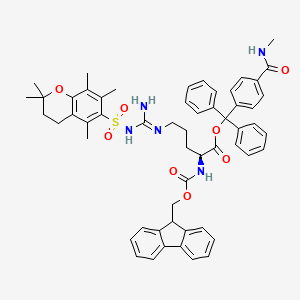 molecular formula C56H59N5O8S B7839746 [[4-(methylcarbamoyl)phenyl]-diphenylmethyl] (2S)-5-[[amino-[(2,2,5,7,8-pentamethyl-3,4-dihydrochromen-6-yl)sulfonylamino]methylidene]amino]-2-(9H-fluoren-9-ylmethoxycarbonylamino)pentanoate 